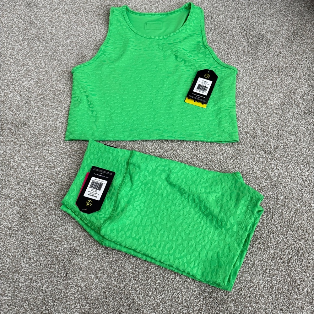 NWT Zumba Wear Bikers Shorts and Matching Crop Top.